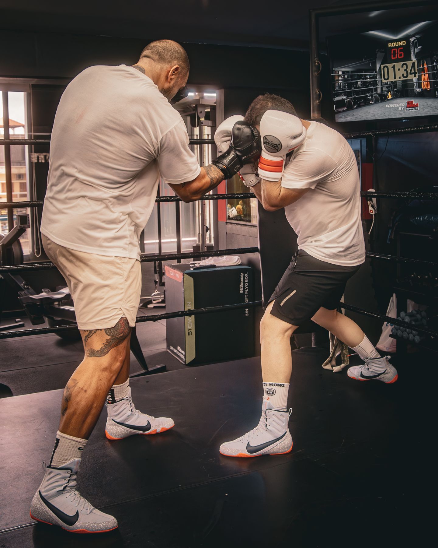 Two boxers sparring at Bloodline Boxing School